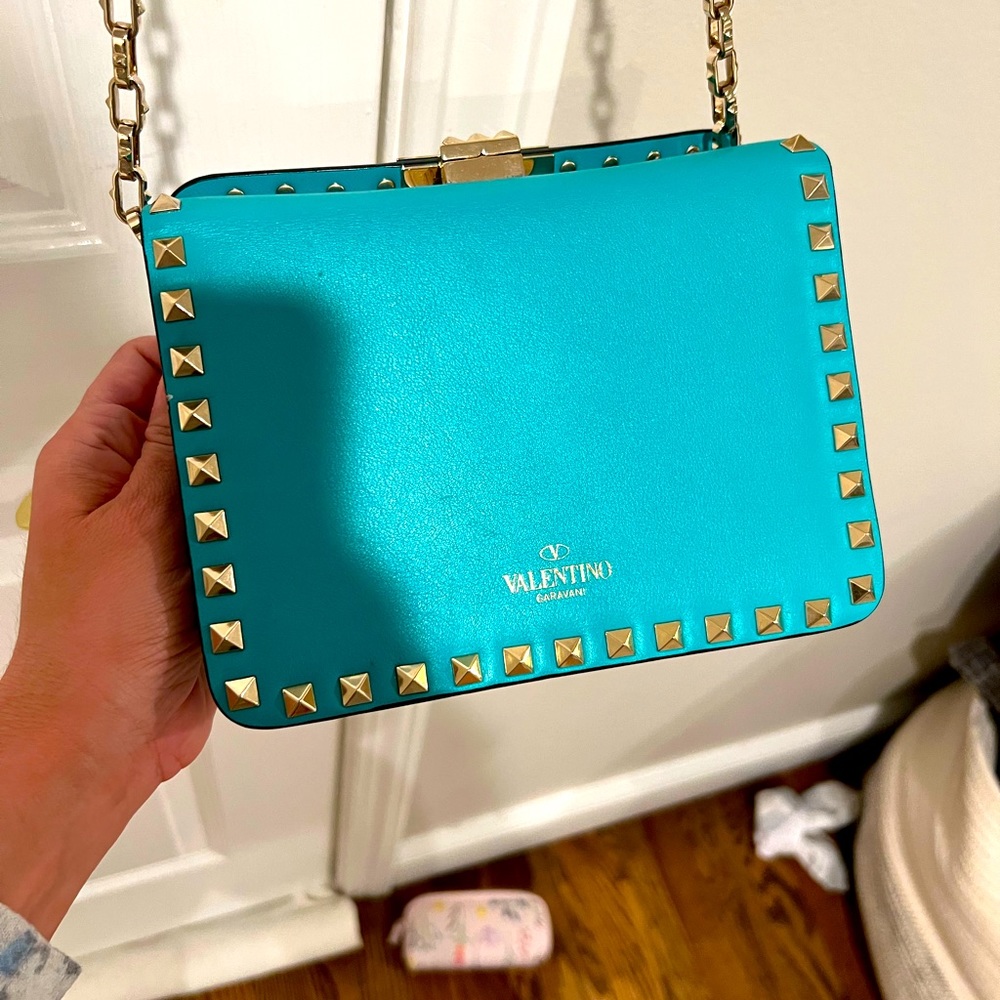 Valentino Garavani Turquoise BEAUTIFUL studs handbag